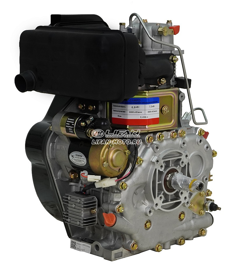 картинка Двигатель Lifan Diesel 188FD, конусный вал, катушка 6 Ампер от официального представителя завода LIFAN в России